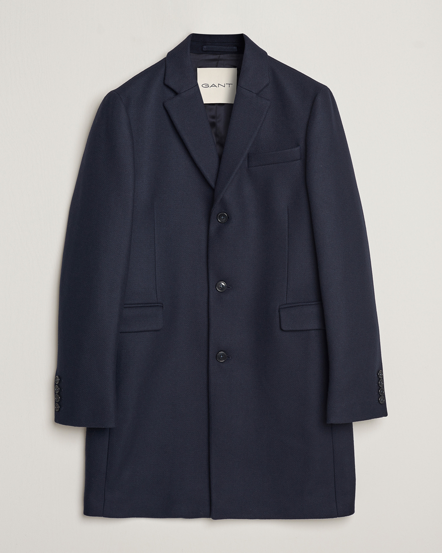 Uomini | Giacche | GANT | Tailored Wool Coat Night Blue
