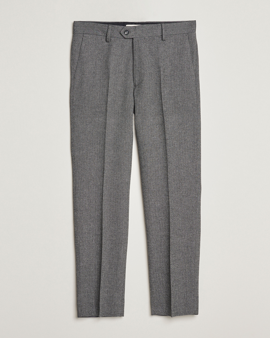 Uomini | Pantaloni | Gant | Tapered Herringbone Wool Pants Black