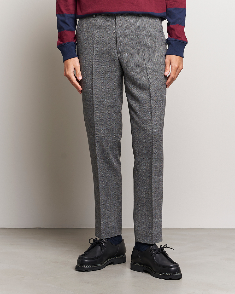 Uomini | Pantaloni | Gant | Tapered Herringbone Wool Pants Black