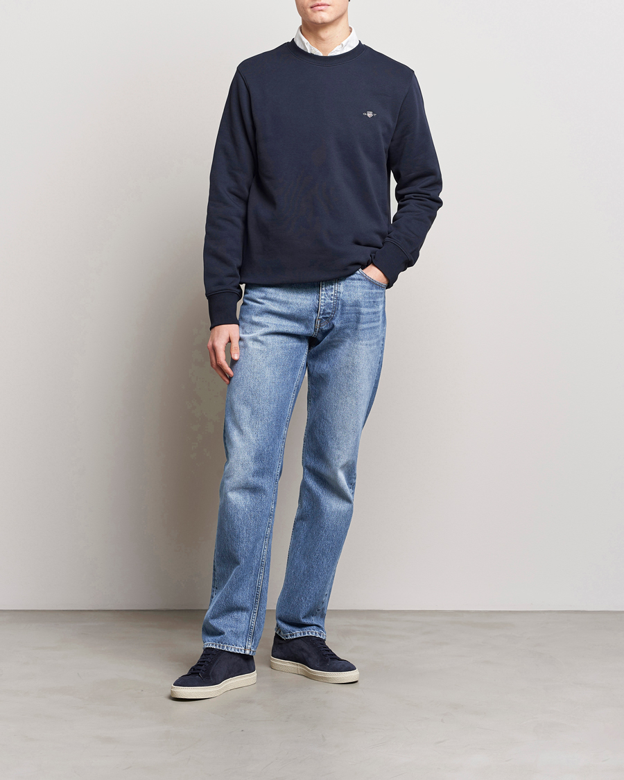 Uomini | Maglieria | Gant | Original Crew Neck Sweatshirt Evening Blue