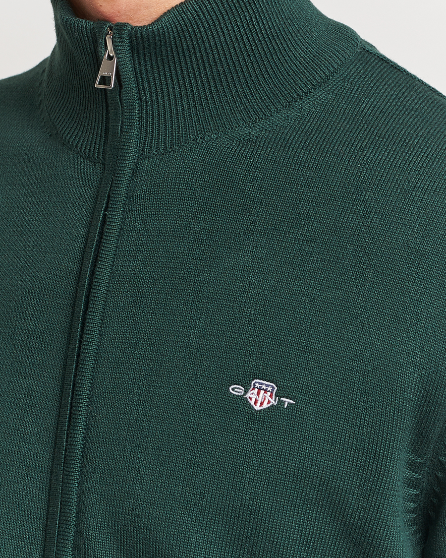 Uomini | Maglieria | GANT | Cotton Full Zip Tartan Green