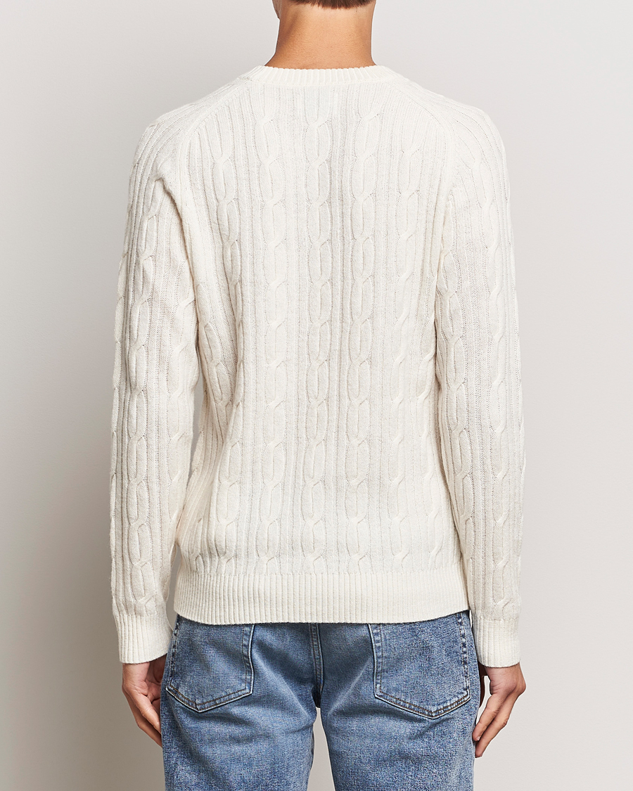 Uomini | Maglieria | GANT | Lambswool Cable Crew Neck Pullover Cream