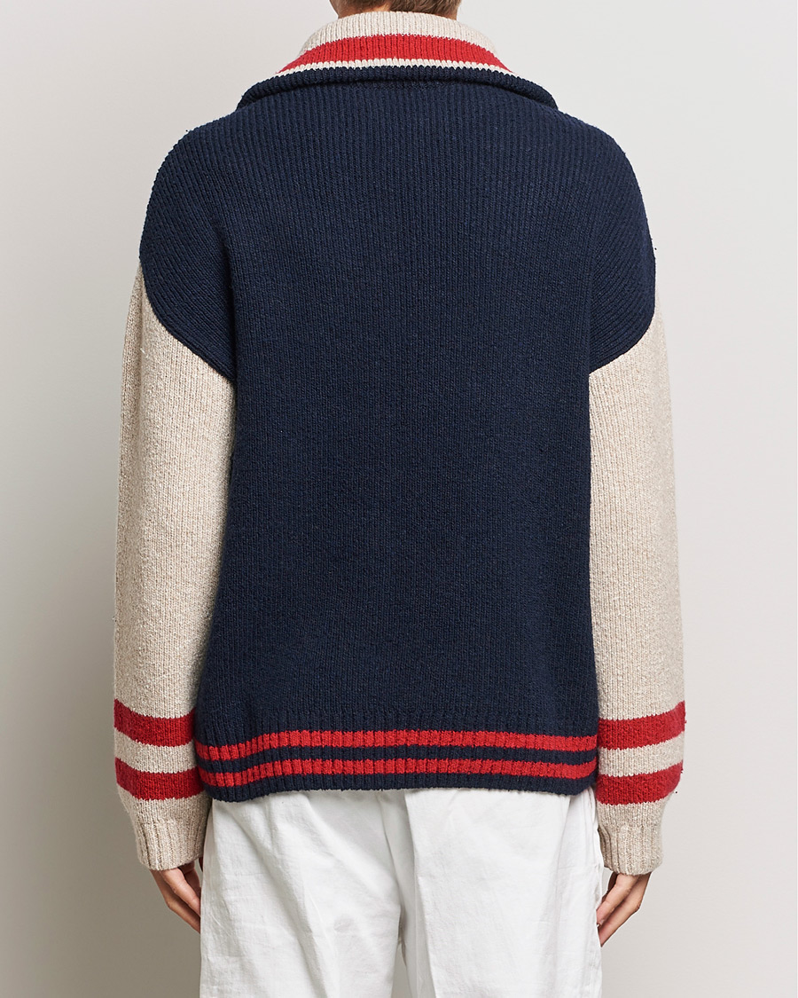 Uomini | Maglieria | GANT | Wool Neps Letter Half Zip Evening Blue