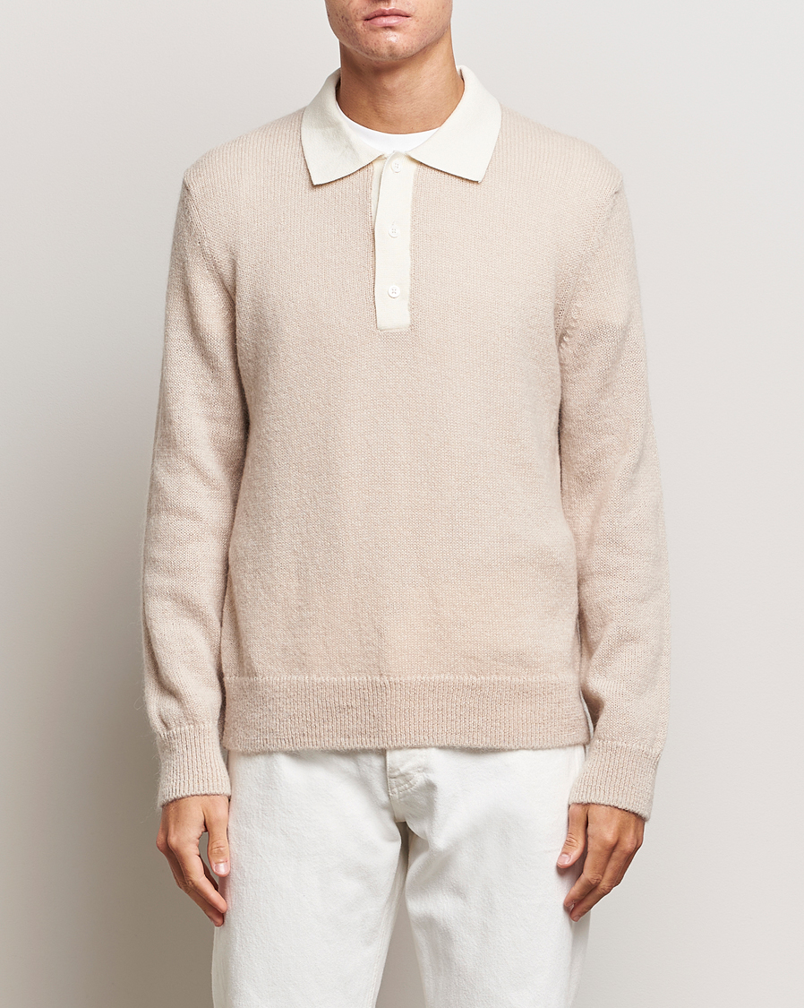 Uomini | Maglieria | GANT | Mohair Knitted Polo Soft Oat