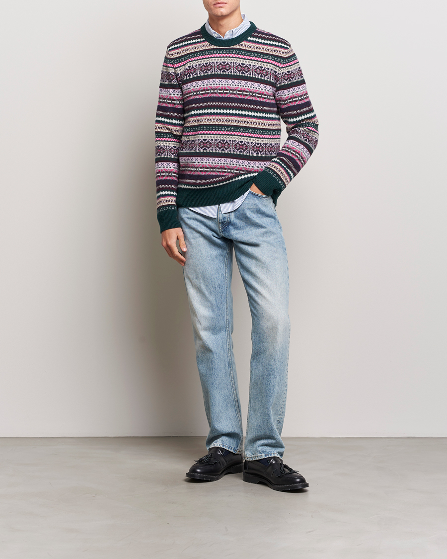 Uomini | Maglieria | GANT | Wool Fairisle Sweater Tartan Green