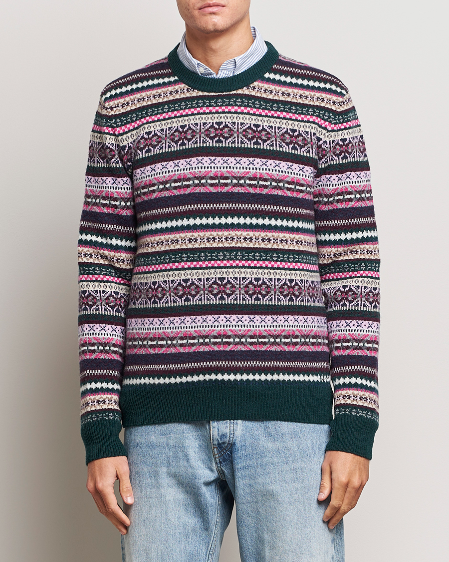 Uomini | Maglieria | GANT | Wool Fairisle Sweater Tartan Green