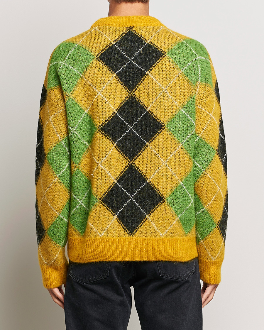 Uomini | Maglieria | GANT | Furry Argyle Crew Neck Sunflower Yellow