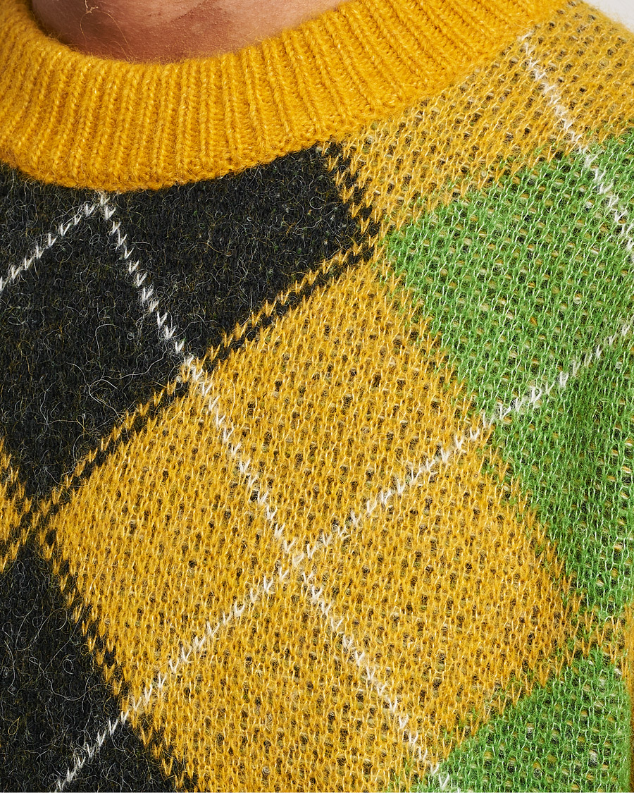 Uomini | Maglieria | GANT | Furry Argyle Crew Neck Sunflower Yellow