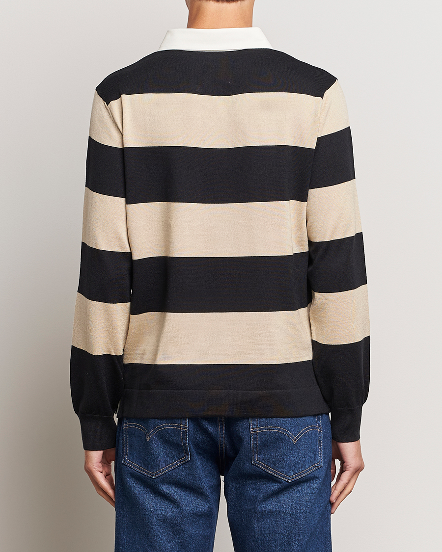 Uomini | Maglieria | GANT | Barstriped Knitted Rugger Beige/Navy