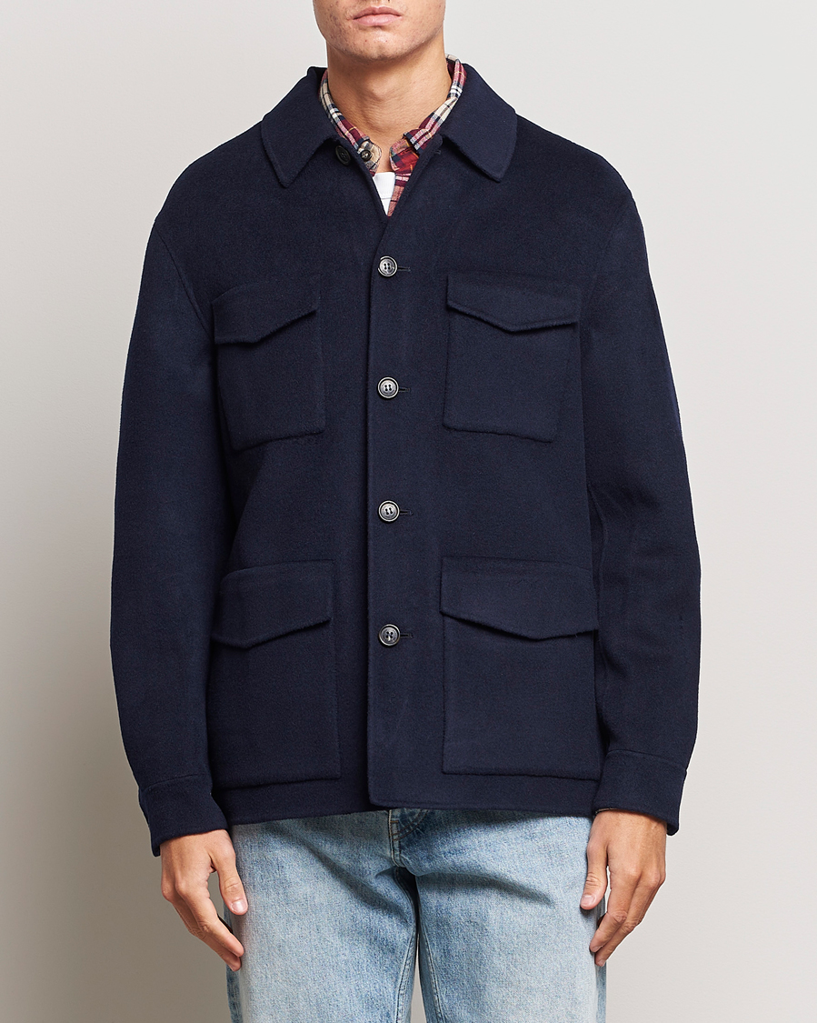 Uomini | Giacche | GANT | Wool Pocket Shirt Jacket Evening Blue