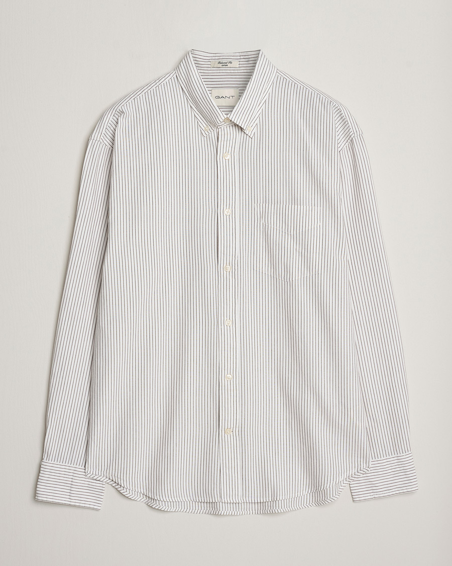 Uomini | Camicie | GANT | Regular Fit Archive Oxford Striped Shirt Eggshell