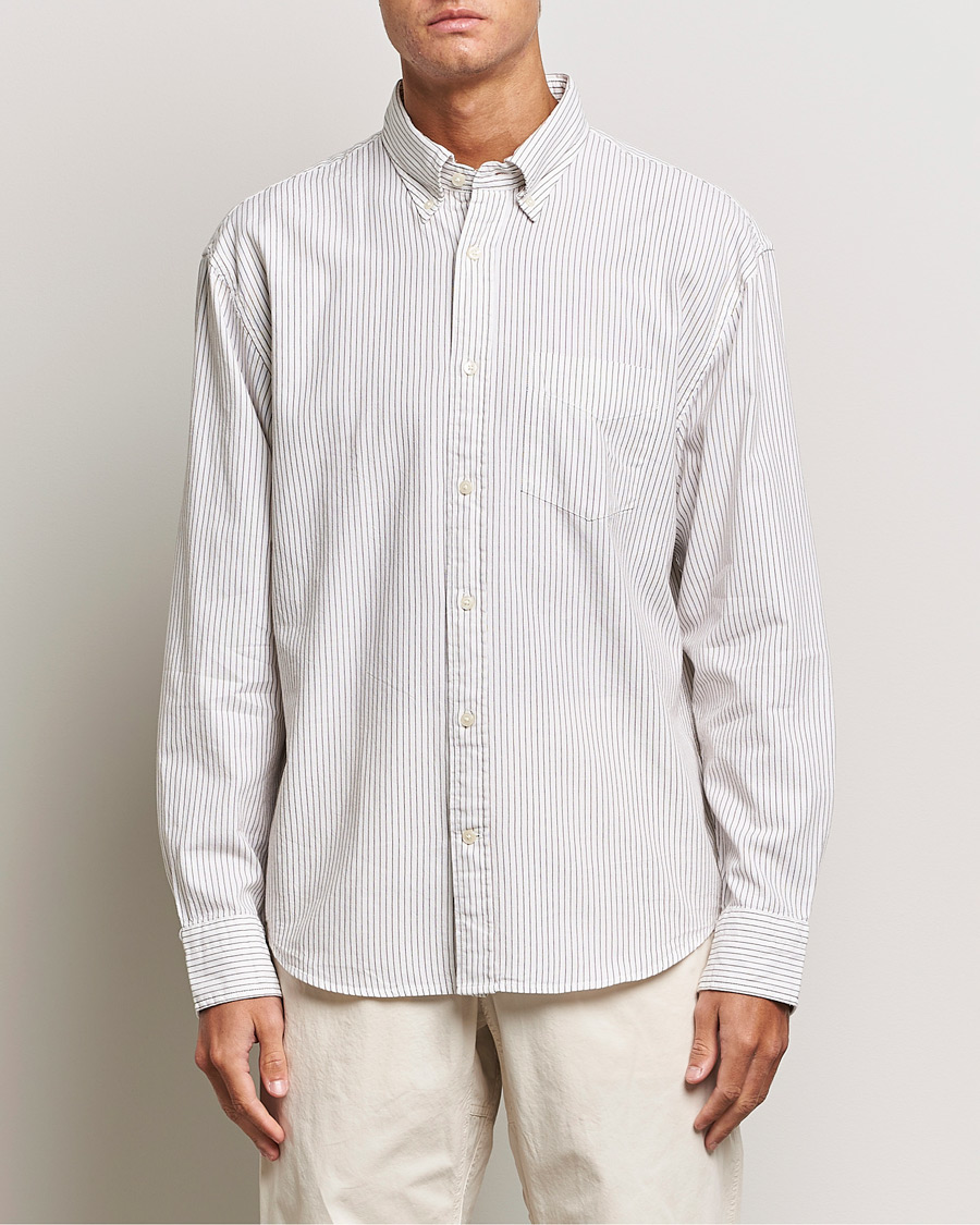Uomini | Camicie | GANT | Regular Fit Archive Oxford Striped Shirt Eggshell