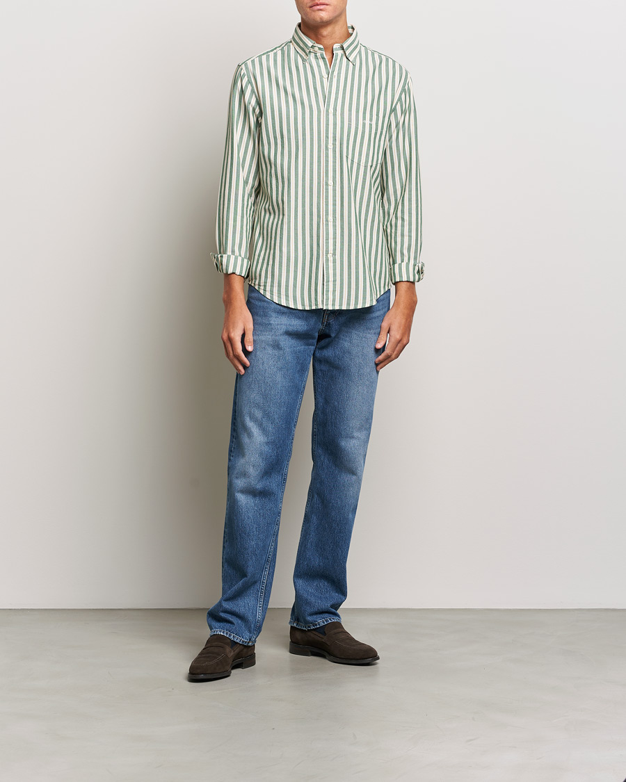 Uomini | Camicie | GANT | Regular Fit Archive Oxford Striped Shirt Forest Green