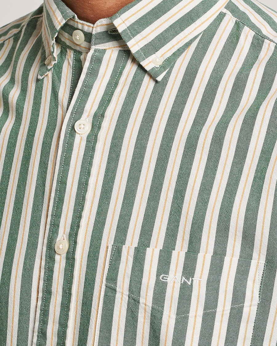 Uomini | Camicie | GANT | Regular Fit Archive Oxford Striped Shirt Forest Green