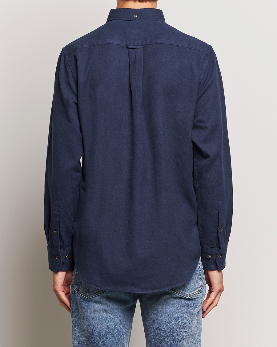 Uomini | Camicie | GANT | Regular Fit Herringbone Flannel Shirt Marine