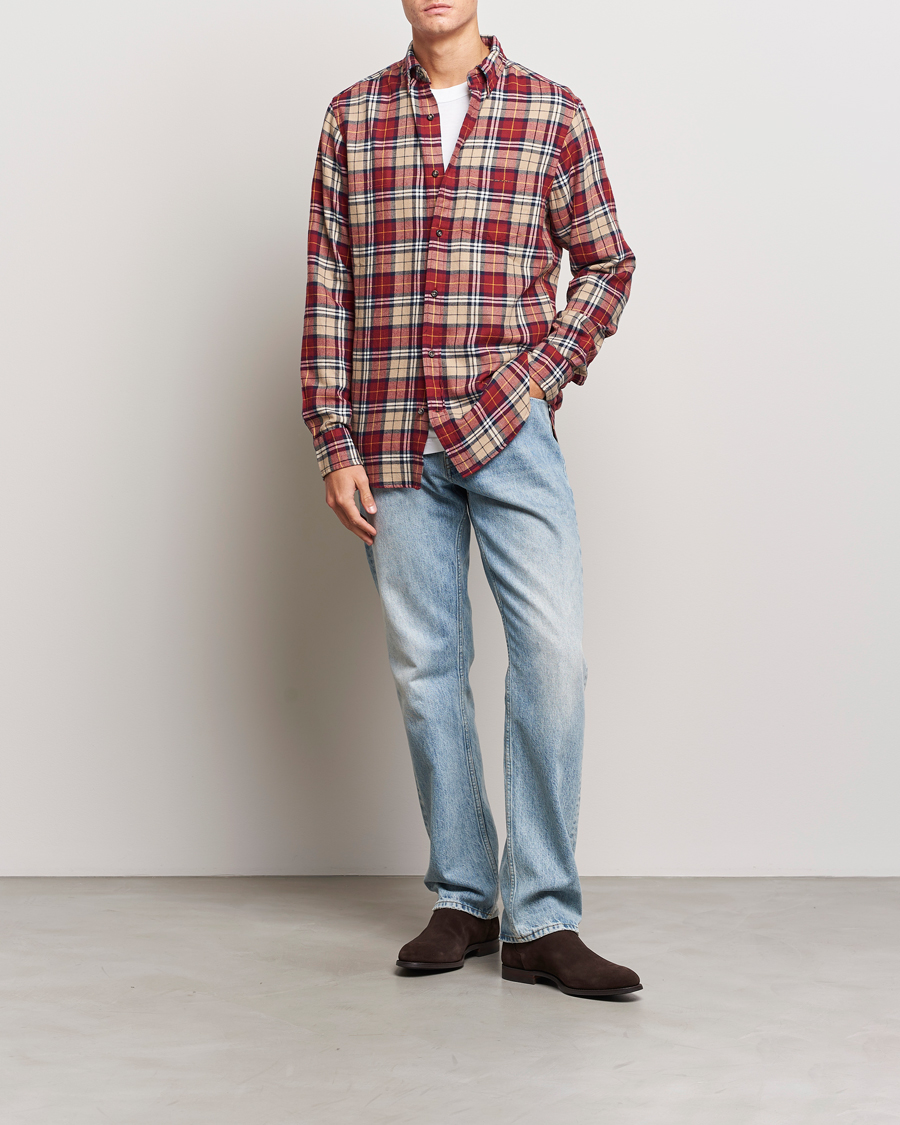 Uomini | Camicie | Gant | Regular Fit Flannel Checked Shirt Plumped Red