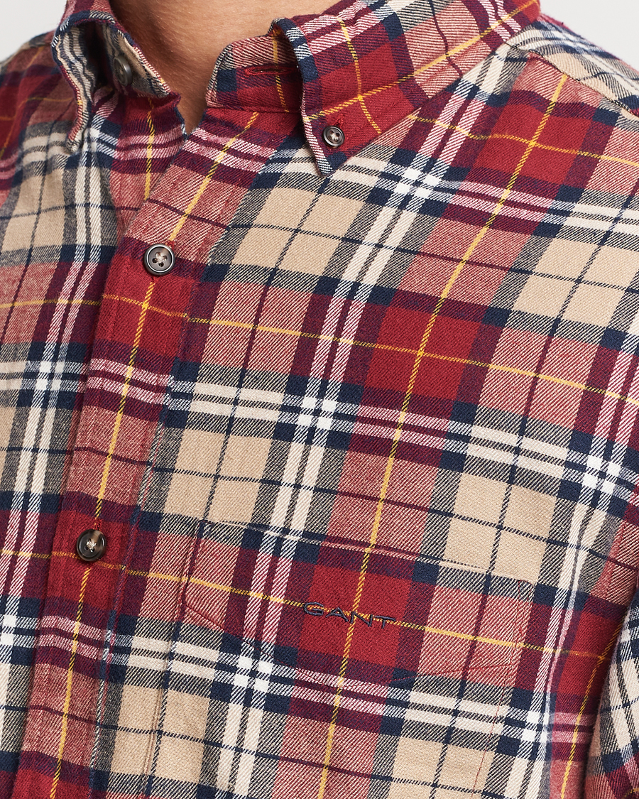Uomini | Camicie | Gant | Regular Fit Flannel Checked Shirt Plumped Red