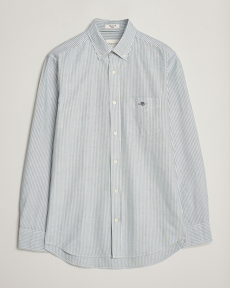 Uomini | Camicie | GANT | Regular Fit Striped Oxford Shirt Forest Green