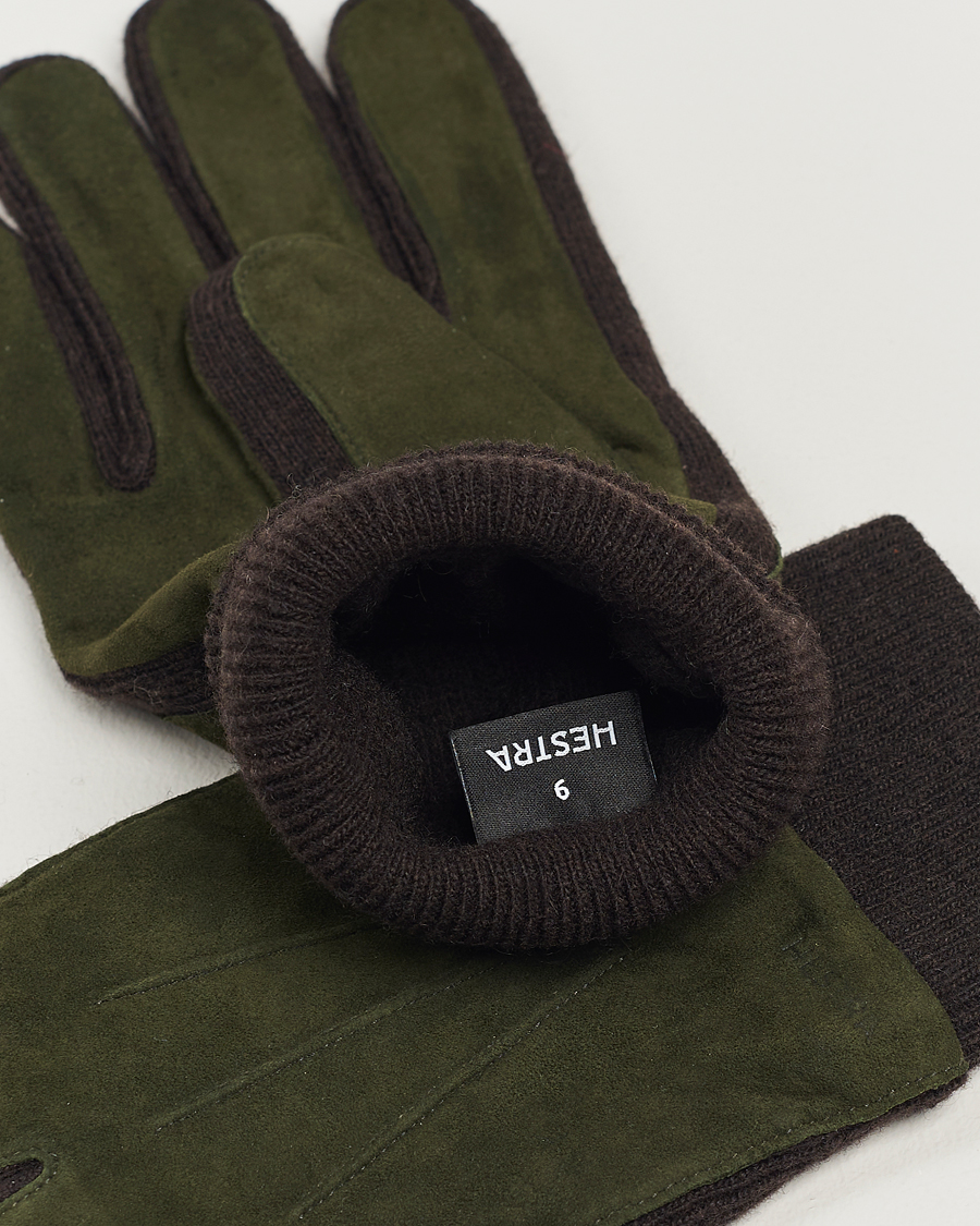 Uomini | Hestra Geoffery Suede Wool Tricot Glove Dark Olive | Hestra | Geoffery Suede Wool Tricot Glove Dark Olive