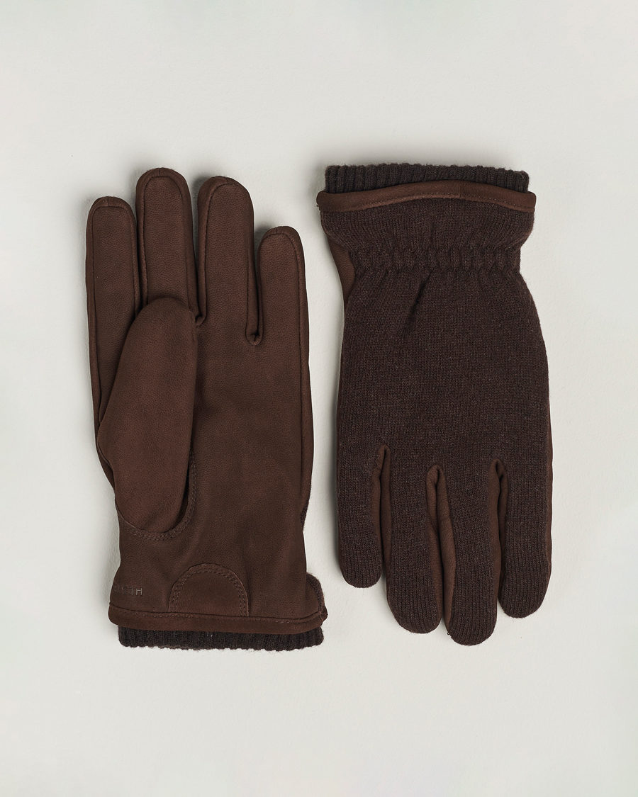 Uomini | Hestra Noah Nubuck Wool Tricot Glove Espresso | Hestra | Noah Nubuck Wool Tricot Glove Espresso