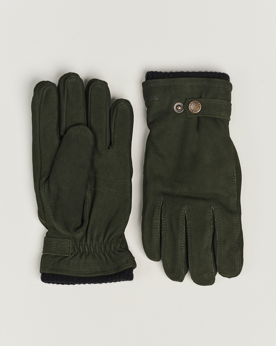 Uomini | Guanti | Hestra | Bergvik Fleece Liner Buckle Nubuck Glove Bottle Green