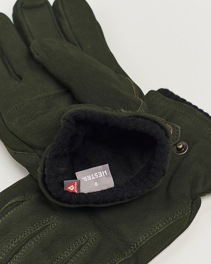 Uomini | Guanti | Hestra | Bergvik Fleece Liner Buckle Nubuck Glove Bottle Green