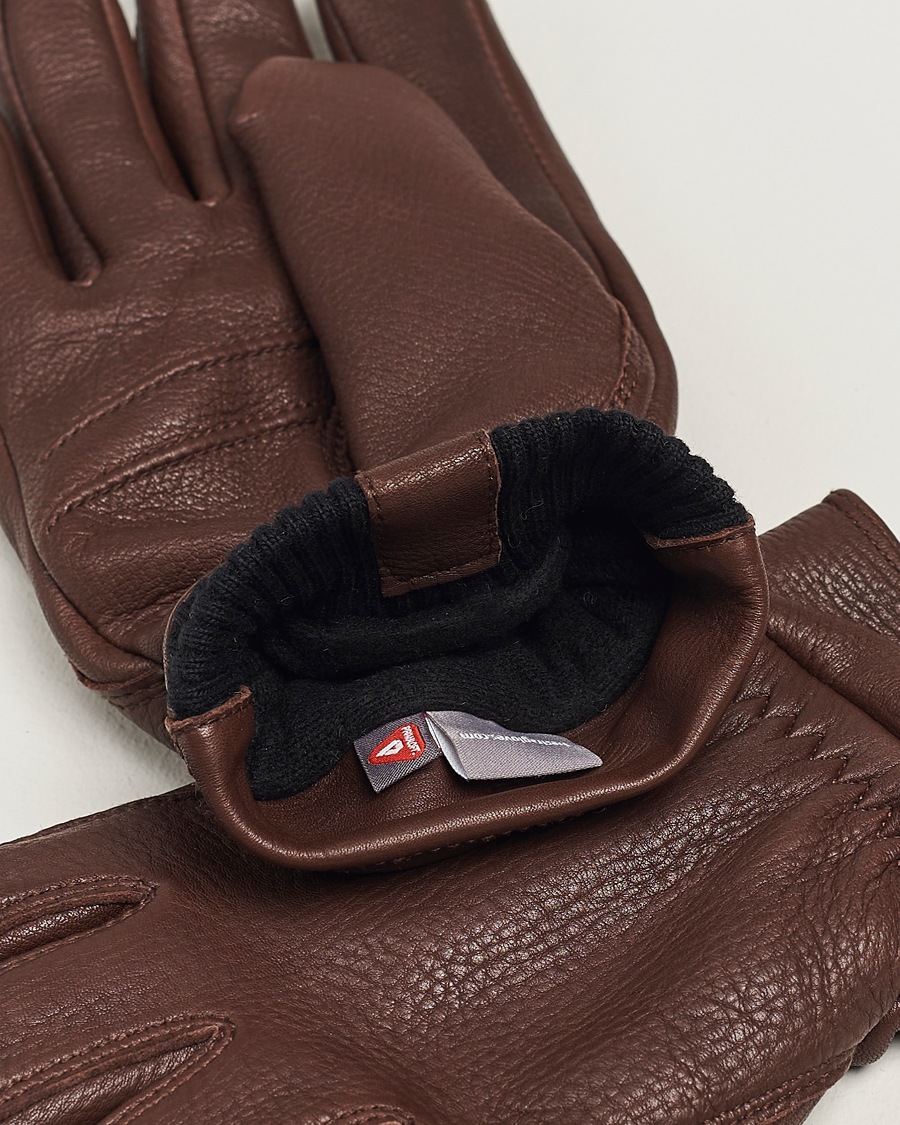 Uomini | Hestra Kjetil Deerskin Rib Knitted Cuff Glove Chocolate | Hestra | Kjetil Deerskin Rib Knitted Cuff Glove Chocolate