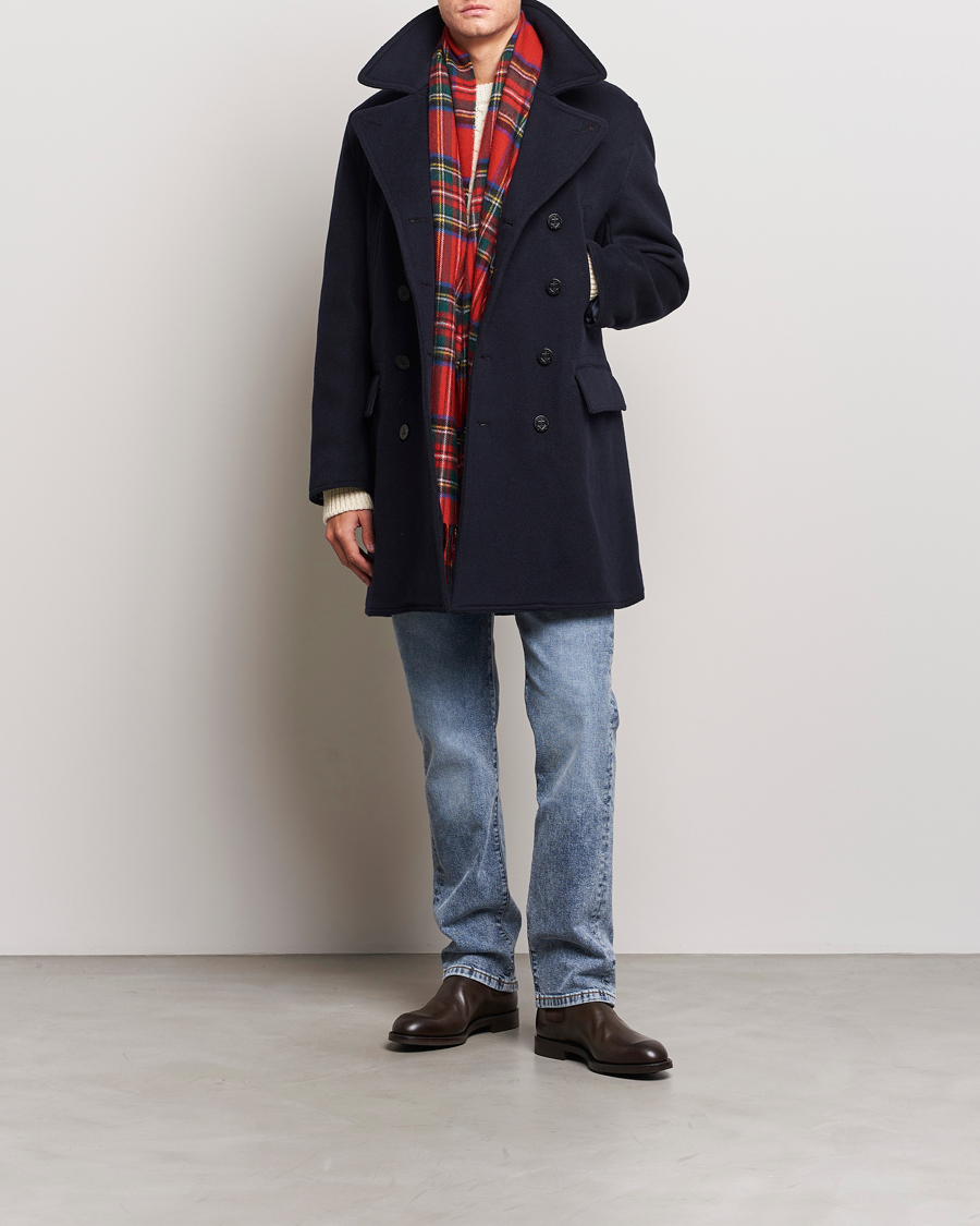 Uomini | Giacche | Gloverall | Churchill Long Reefer Peacoat Navy Royal
