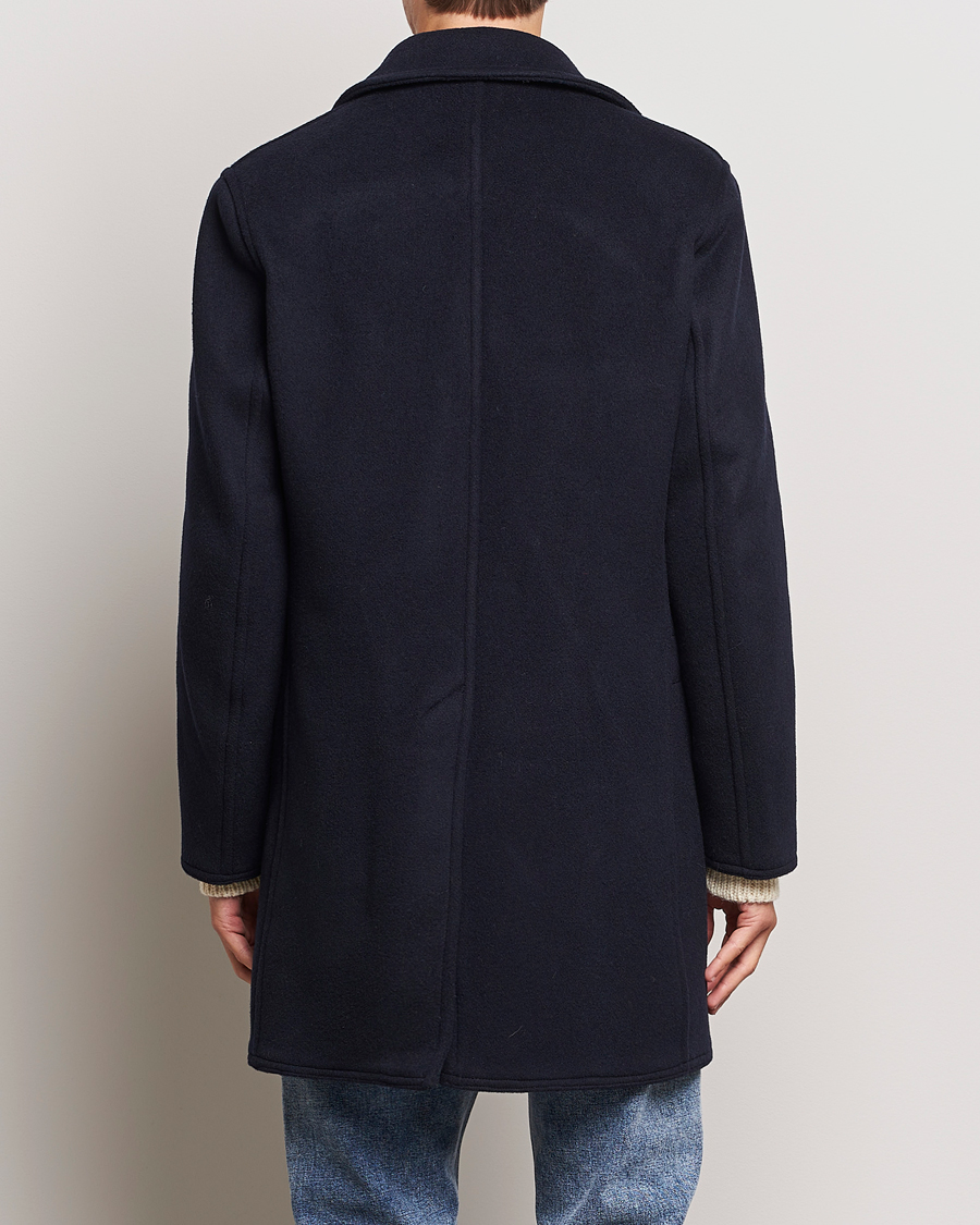 Uomini | Giacche | Gloverall | Churchill Long Reefer Peacoat Navy Royal