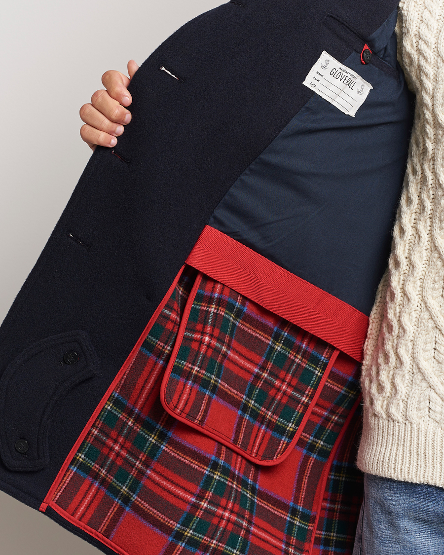 Uomini | Giacche | Gloverall | Churchill Long Reefer Peacoat Navy Royal