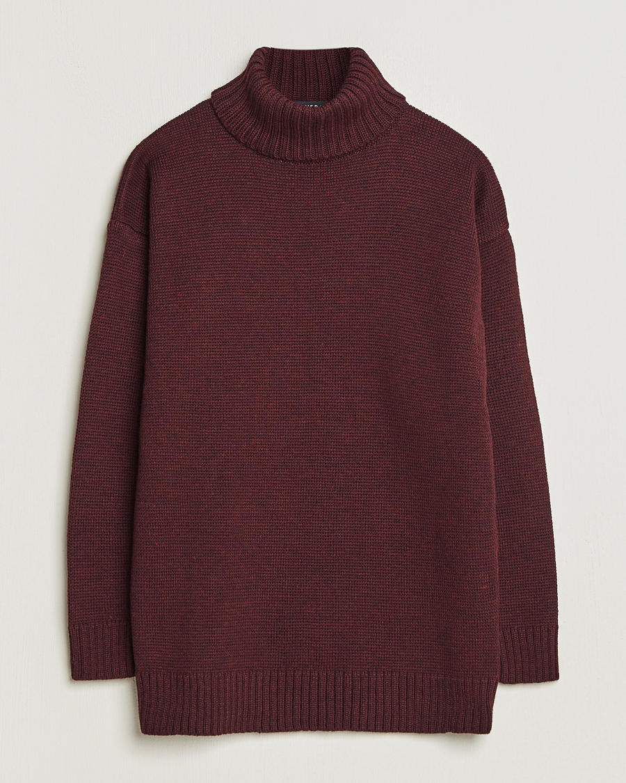 Uomini | Maglieria | Gloverall | Submariner Chunky Wool Roll Neck Burgundy