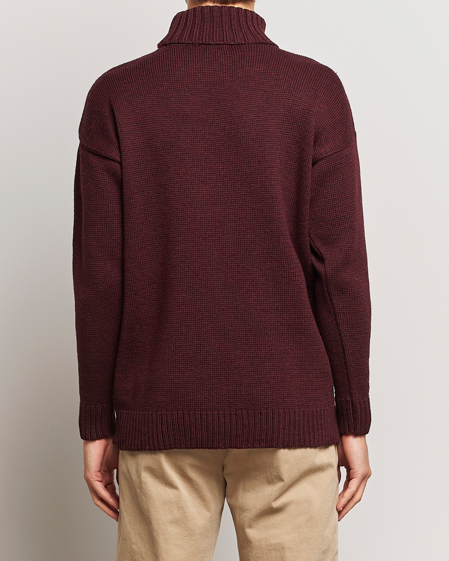 Uomini | Maglieria | Gloverall | Submariner Chunky Wool Roll Neck Burgundy