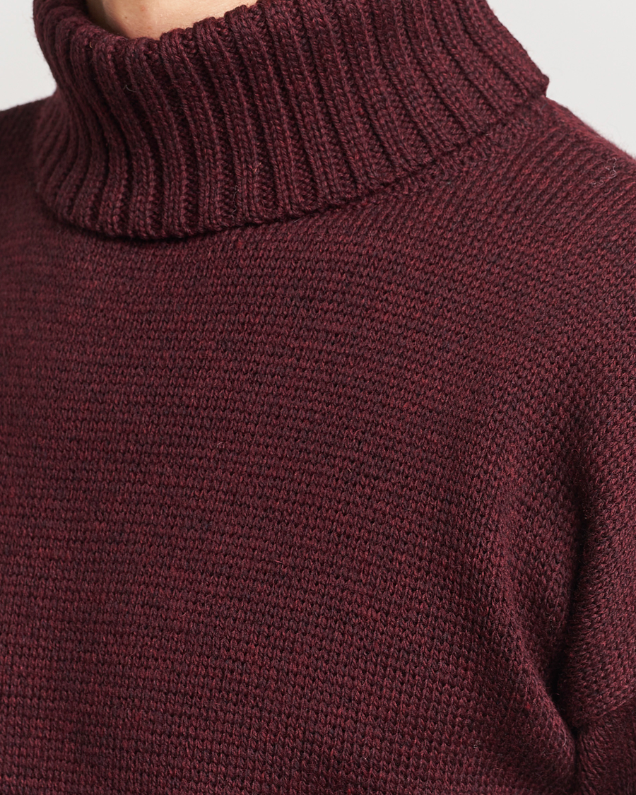 Uomini | Maglieria | Gloverall | Submariner Chunky Wool Roll Neck Burgundy