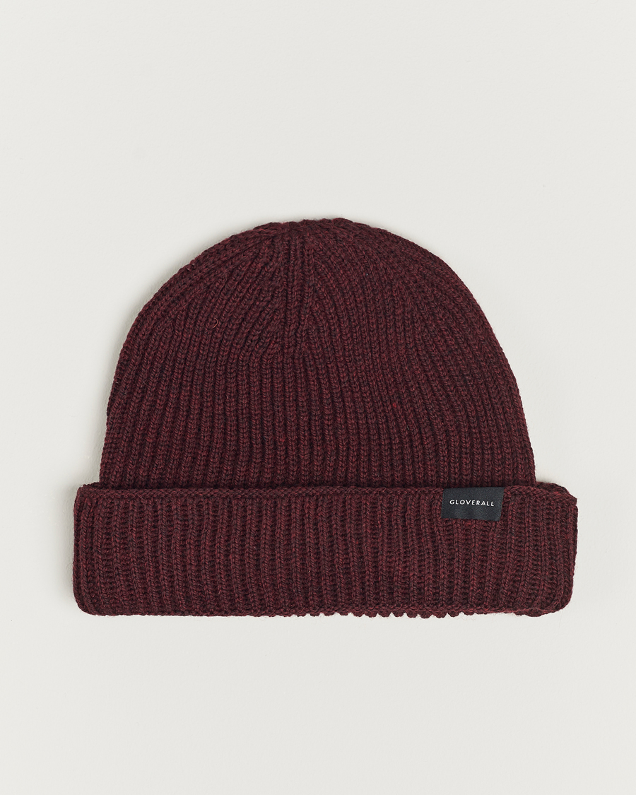 Uomini | Gloverall Fisherman Lambswool Beanie Burgundy | Gloverall | Fisherman Lambswool Beanie Burgundy