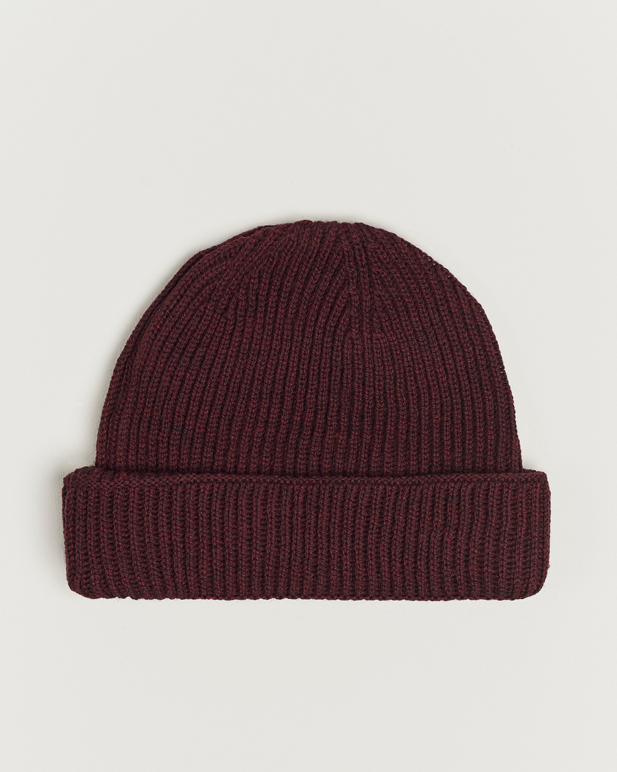 Uomini | Gloverall Fisherman Lambswool Beanie Burgundy | Gloverall | Fisherman Lambswool Beanie Burgundy