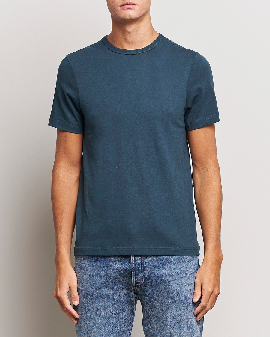 Uomini | T-shirt | Merz b. Schwanen | 1950s Classic Loopwheeled T-Shirt Mineral Blue