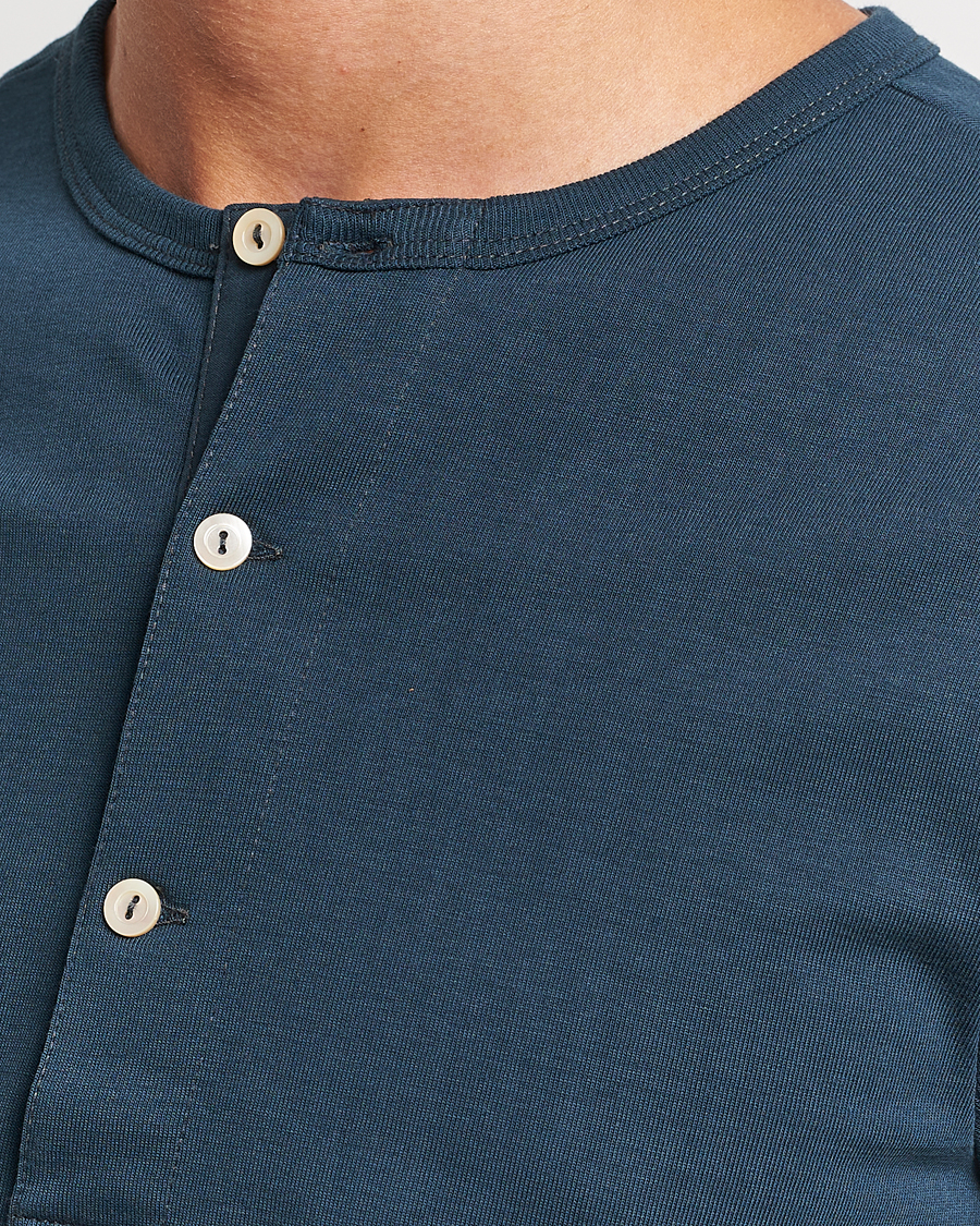 Uomini | Maglieria | Merz b. Schwanen | Classic Organic Cotton Henley Mineral Blue