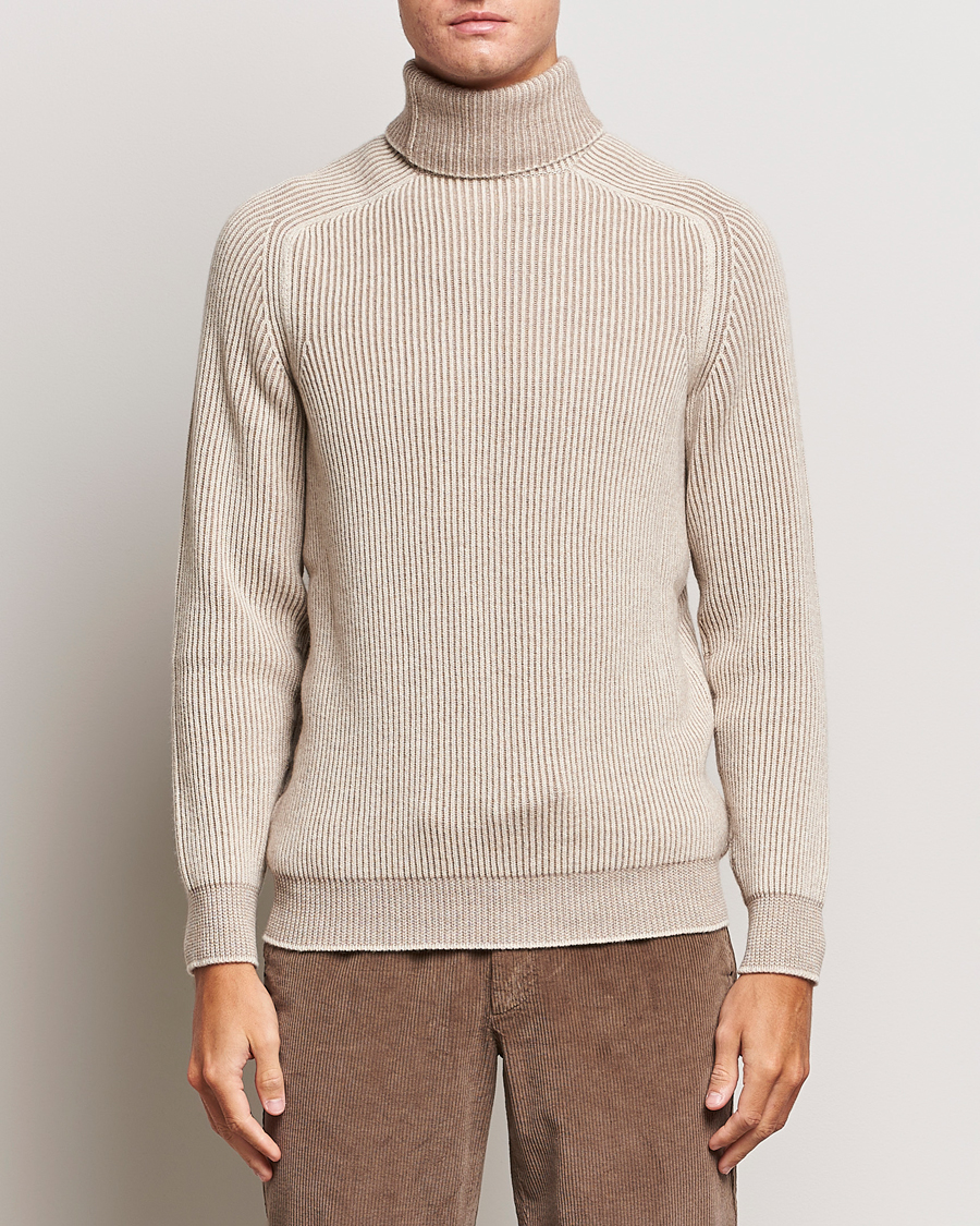 Uomini | Maglieria | SEASE | Dinghy Rib Cashmere Rollneck Oyster