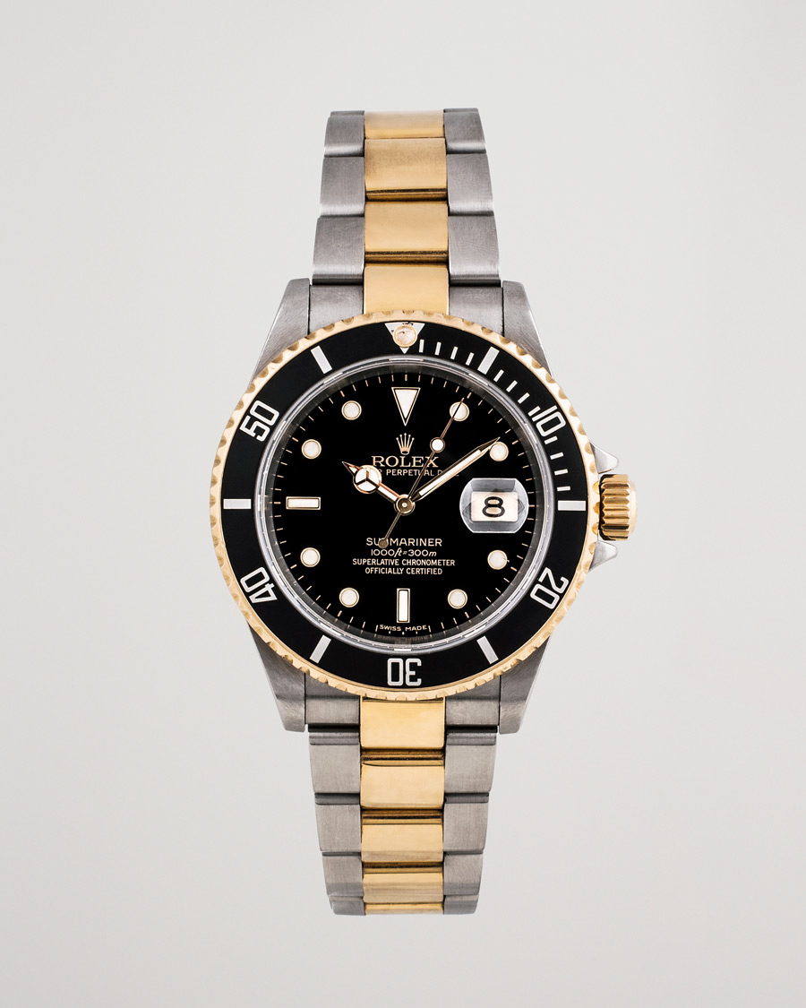 Uomini | Rolex Pre-Owned Submariner 16613 Oyster Perpetual Two Tone Black Steel Black | Rolex Pre-Owned | Submariner 16613 Oyster Perpetual Two Tone Black Steel Black