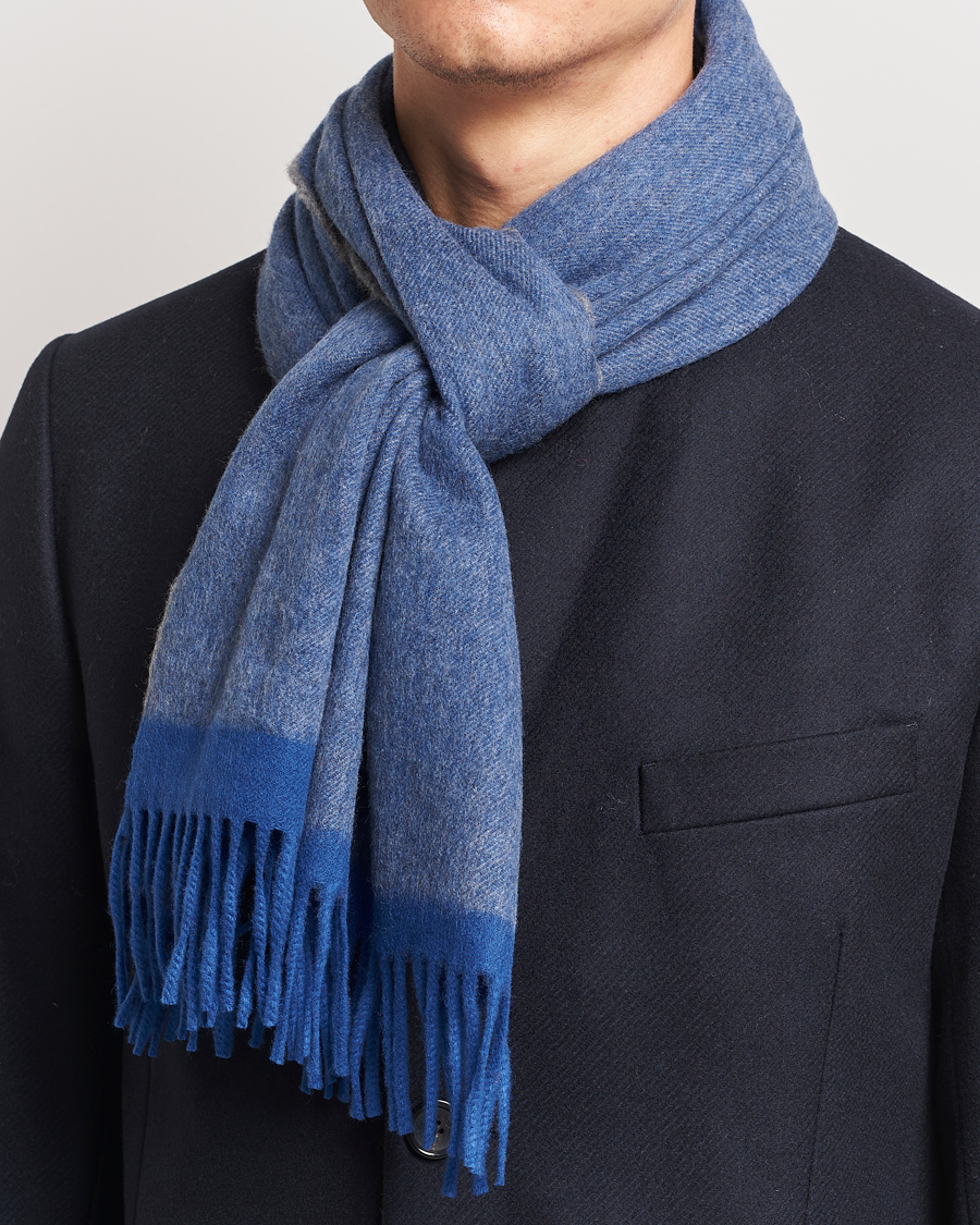 Uomini | Begg & Co Solid Board Wool/Cashmere Scarf Blue Grey | Begg & Co | Solid Board Wool/Cashmere Scarf Blue Grey