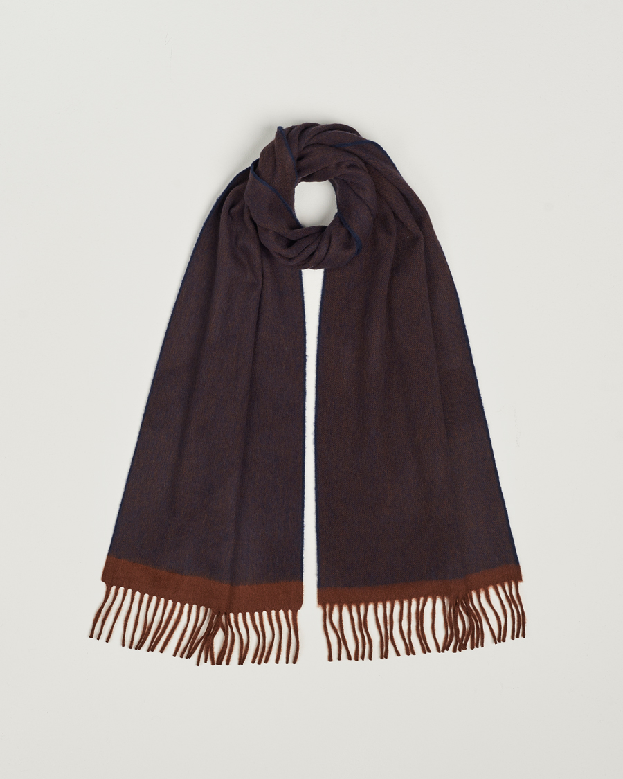 Uomini | Begg & Co Solid Board Wool/Cashmere Scarf Navy Chocolate | Begg & Co | Solid Board Wool/Cashmere Scarf Navy Chocolate