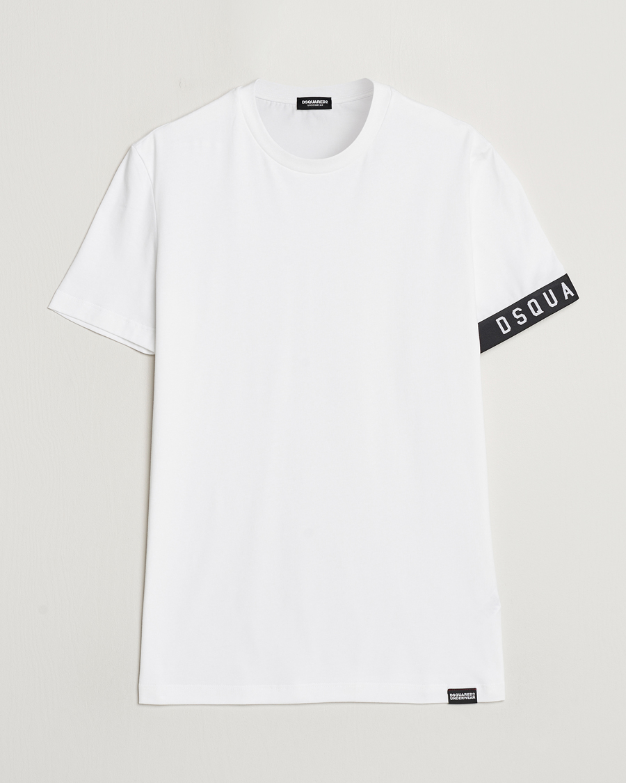 Uomini | T-shirt | Dsquared2 | Taped Logo Crew Neck T-Shirt White/Black