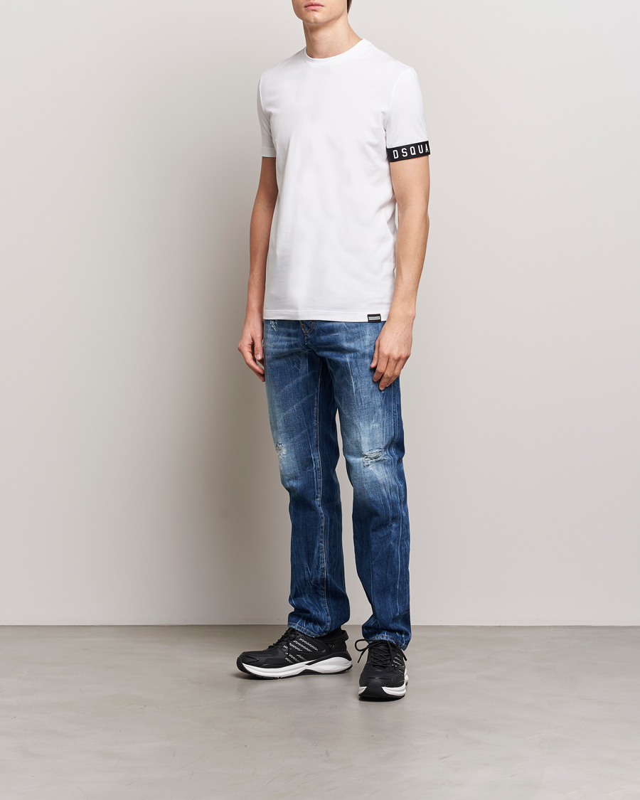 Uomini | T-shirt | Dsquared2 | Taped Logo Crew Neck T-Shirt White/Black