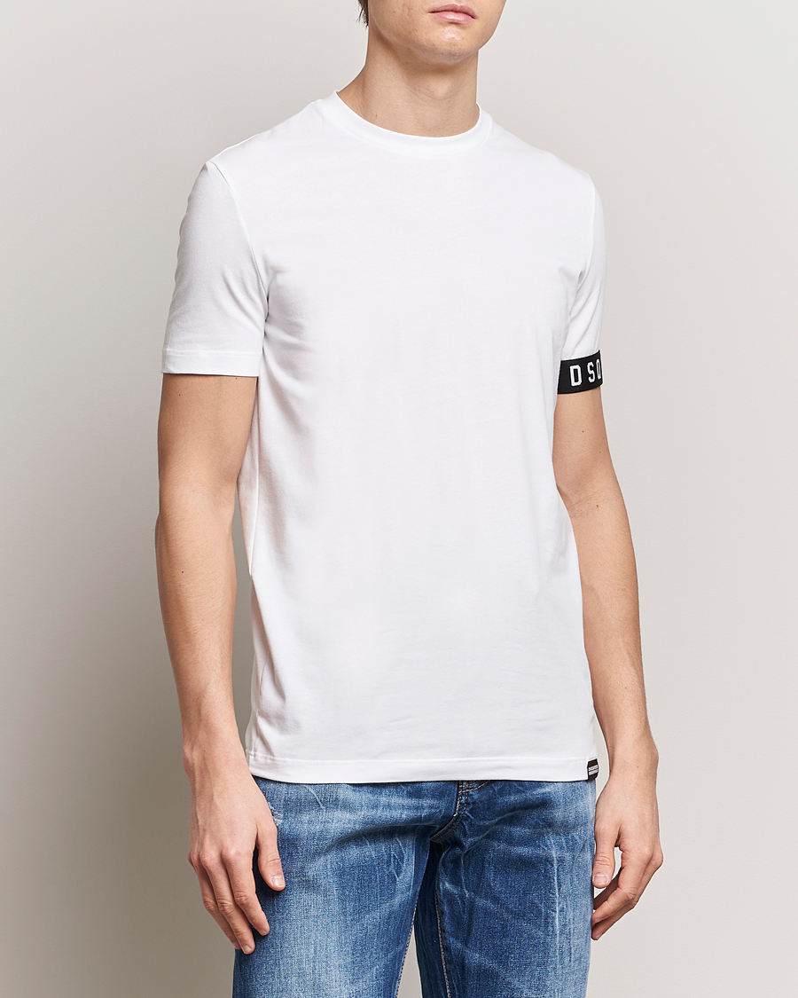 Uomini | T-shirt | Dsquared2 | Taped Logo Crew Neck T-Shirt White/Black