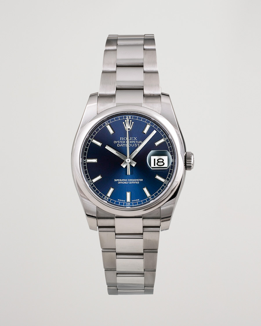 Uomini | Rolex Pre-Owned Datejust 116200 Oyster Perpetual Steel Black Steel Blue | Rolex Pre-Owned | Datejust 116200 Oyster Perpetual Steel Black Steel Blue