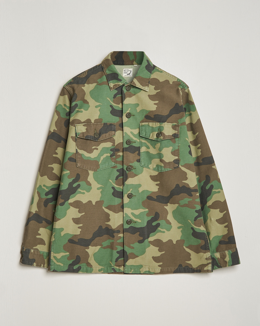 Uomini | Camicie | orSlow | Cotton Sateen US Army Overshirt Woodland Camo