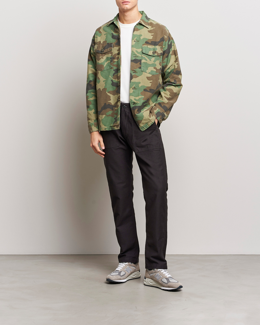 Uomini | Camicie | orSlow | Cotton Sateen US Army Overshirt Woodland Camo