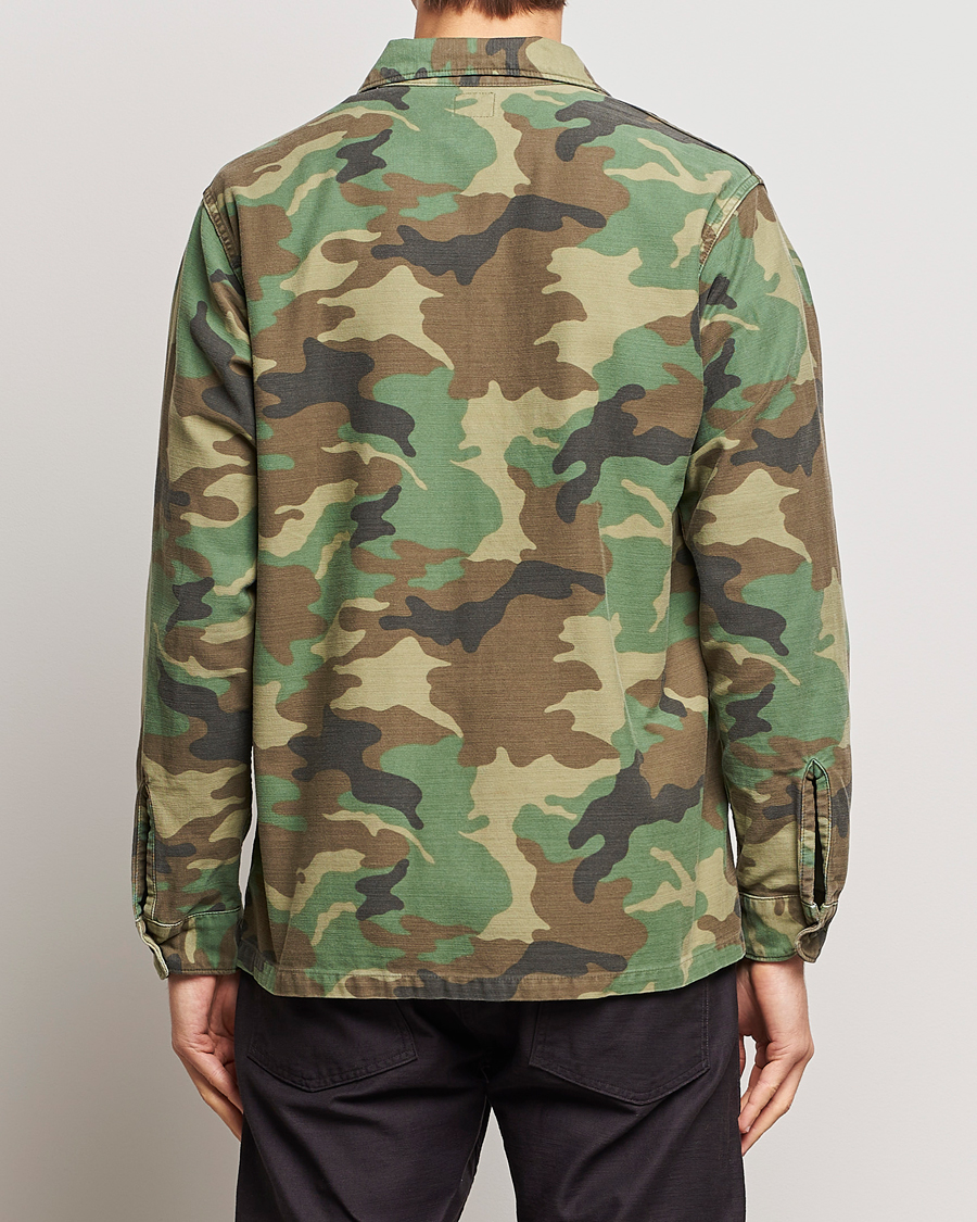 Uomini | Camicie | orSlow | Cotton Sateen US Army Overshirt Woodland Camo