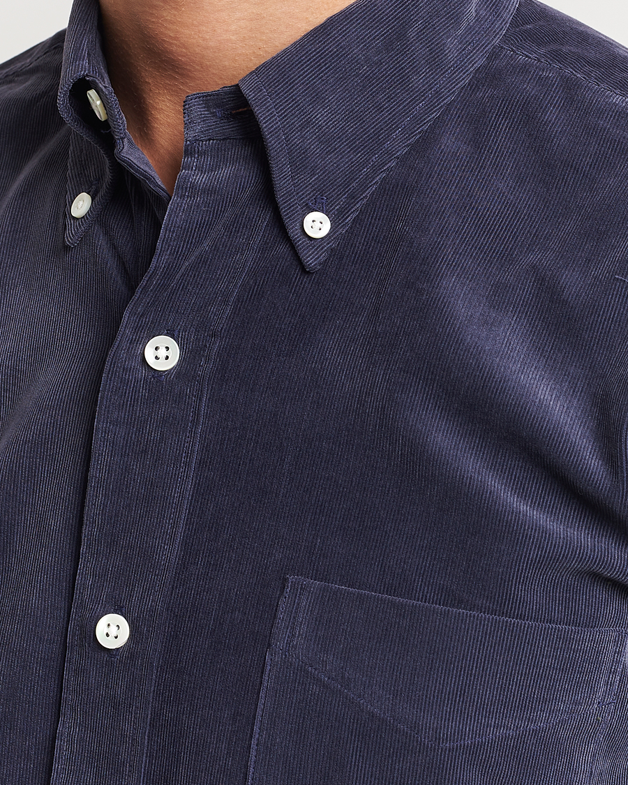 Uomini | Camicie | Kamakura Shirts | Vintage Ivy Japanese Corduroy Shirt Navy