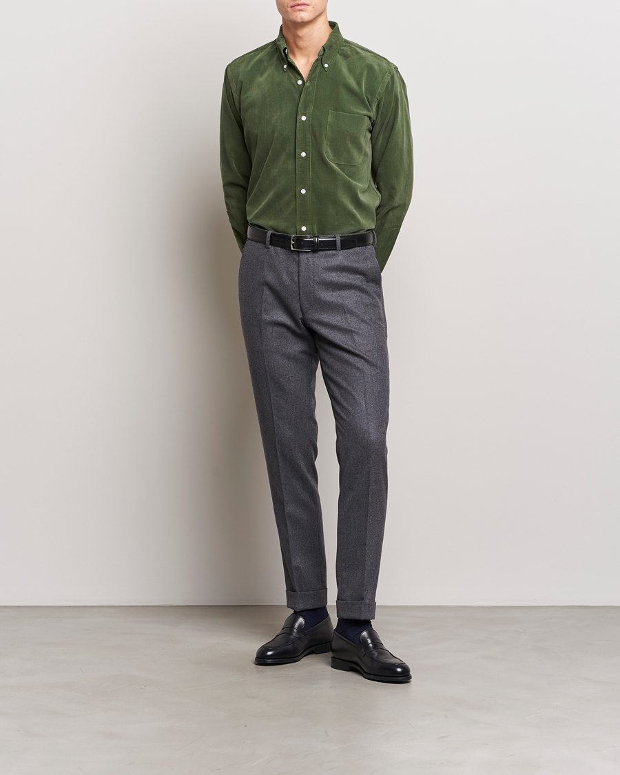Uomini | Camicie | Kamakura Shirts | Vintage Ivy Japanese Corduroy Shirt Green